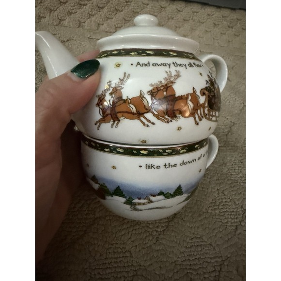 Portmeirion A Christmas Story Susan Winget Tea for One Set Teapot Cup - Picture 11 of 16